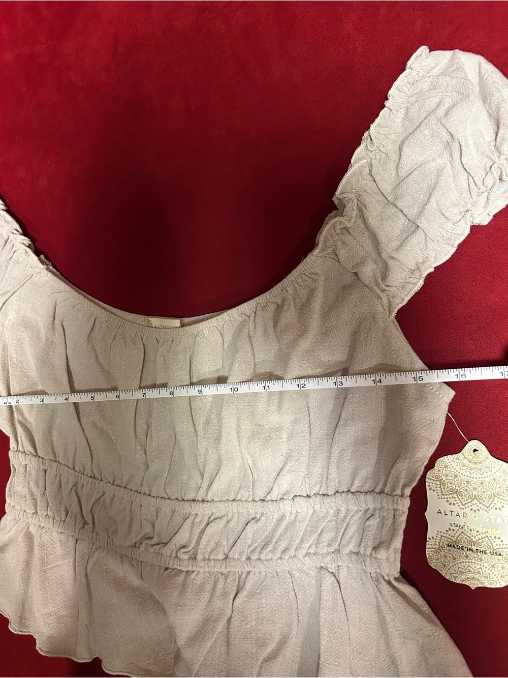 Altar'd State Light Beige Ruffled Crop Tank - Picture 6 of 10